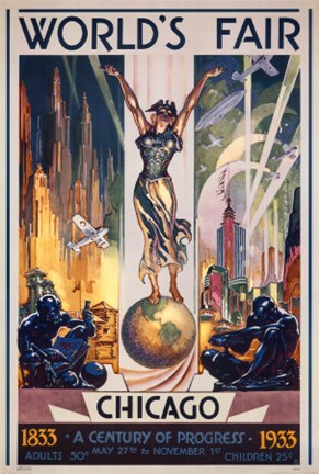 Framed Chicago World&#39;s Fair 1933 Print