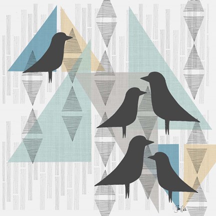 Framed Birds &amp; Triangles III Print