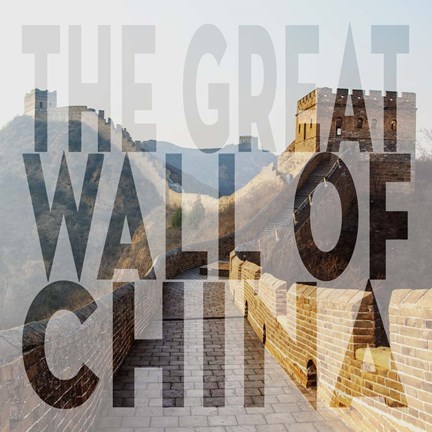 Framed Vintage The Great Wall of China, Asia, Large Center Text II Print