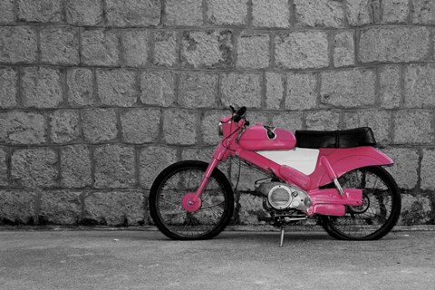 Framed Pop of Color Pink Motorcycle Print