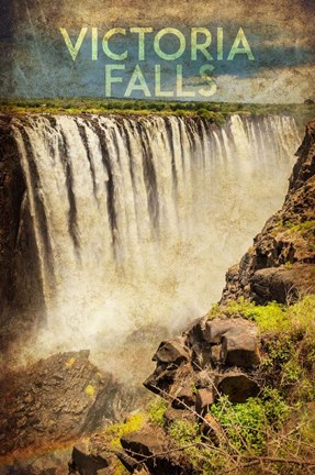 Framed Vintage Victoria Falls, Livingstone, Africa Print