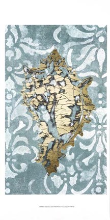 Framed Gilded Solitary Shell I - Metallic Foil Print