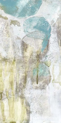 Framed Citron and Teal Orbs II Print