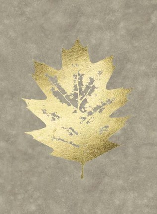 Framed Gold Foil Leaf I on Lichen Wash Print
