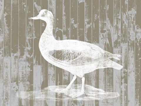 Framed Woodgrain Fowl II Print