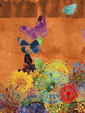 Framed Butterfly Panorama Triptych II Print