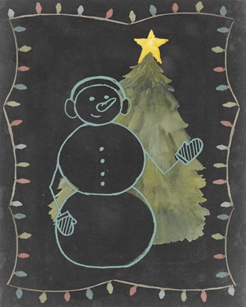 Framed Chalkboard Snowman II Print