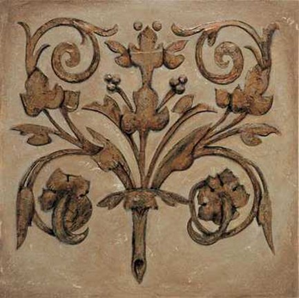 Framed Pablo Segovia - Decorative Scroll II Size 31.5x31.5 Print