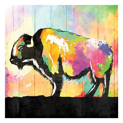 Framed Colorful Buffalo Print