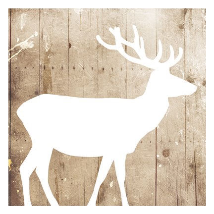 Framed White On Wood Deer Print