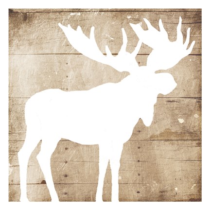 Framed White On Wood Moose Print