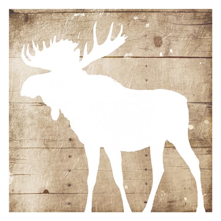 Framed White On Wood Moose Mate Print
