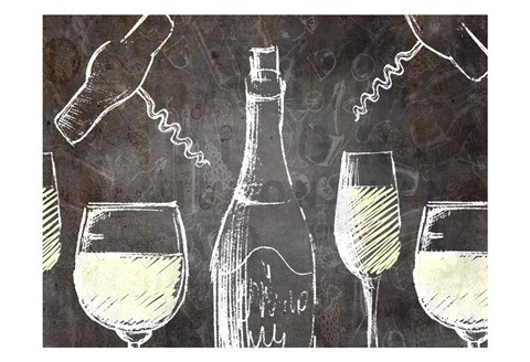 Framed Chalkboard Wine 1 Print
