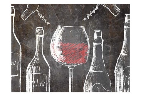 Framed Chalkboard Wine 2 Print