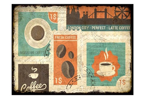 Framed Coffee Stamps 2 Print