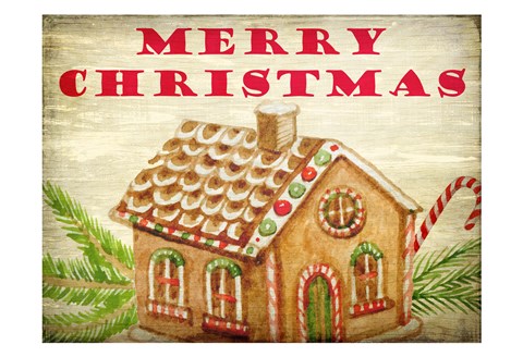 Framed Gingerbread House Christmas Print