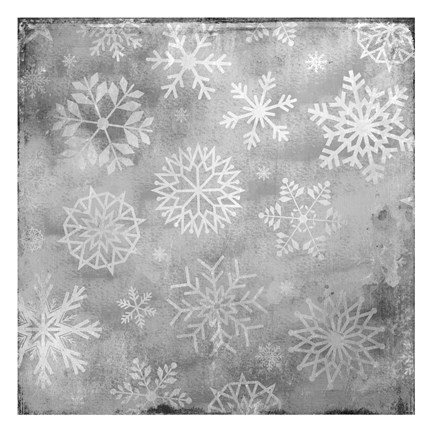 Framed Snowflake Grey 2 Print