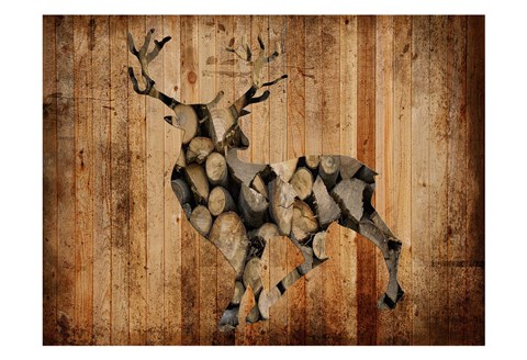 Framed Deer Woods 2 Print