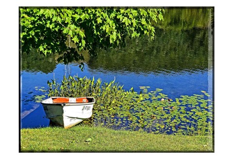 Framed Country Pond Row Boat Print