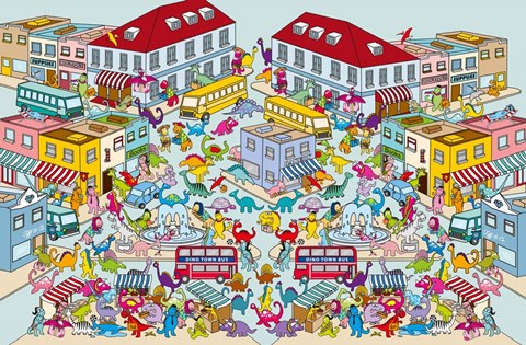 Framed Dino Town Print