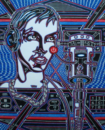 Framed Head Phones Print