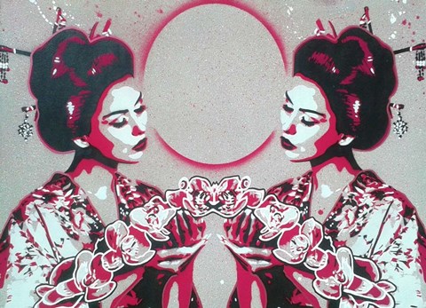 Framed Mirror Geisha Print