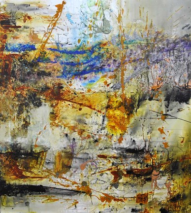 Framed Blue Rising Print