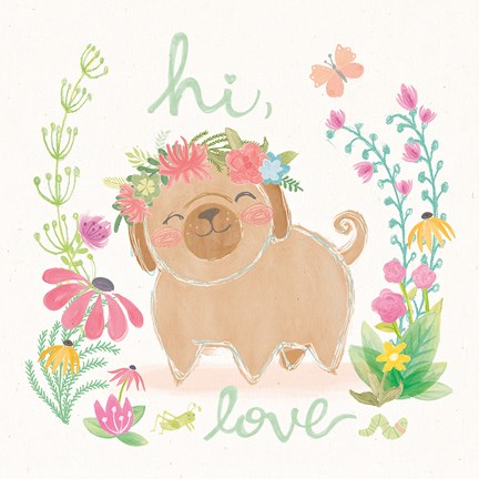 Framed Garden Friends White V Print