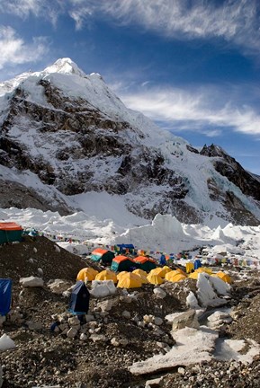 Framed Tents Scattered along Khumbu Glacier,  Mt Everest, Nepal Print