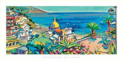 Framed Claudio Malacarne - Terrazza Su Positano Size 39.5x19.75 Print