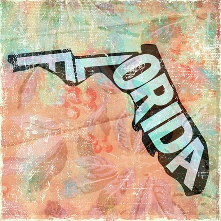 Framed Florida on Pattern Print