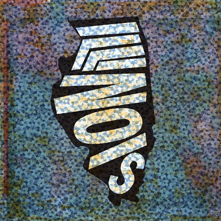 Framed Illinois on Pattern Print