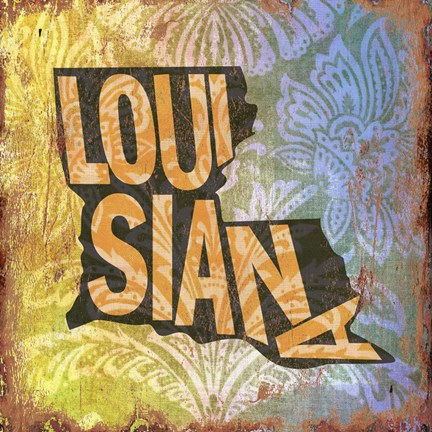 Framed Louisiana on Pattern Print