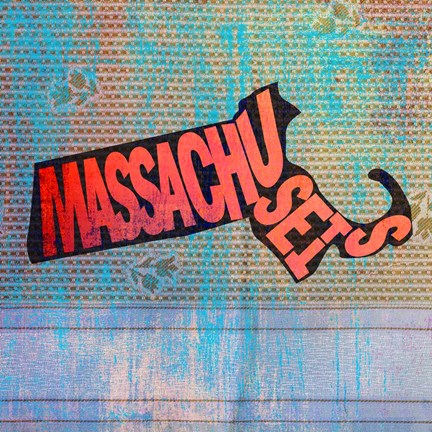 Framed Massachusetts on Pattern Print
