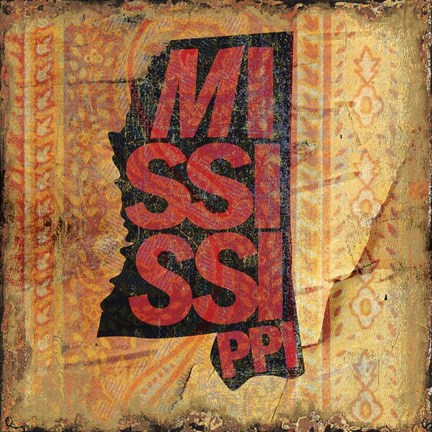 Framed Mississippi on Pattern Print