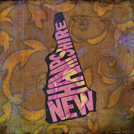 Framed New Hampshire on Pattern Print