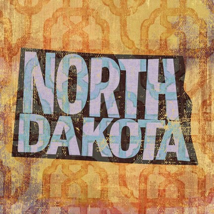 Framed North Dakota on Pattern Print