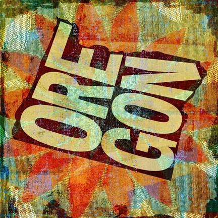 Framed Oregon on Pattern Print