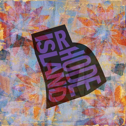 Framed Rhode Island on Pattern Print