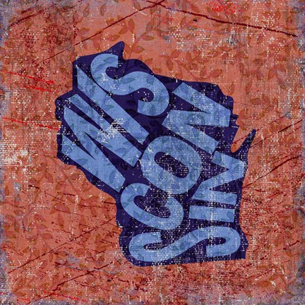 Framed Wisconsin on Pattern Print