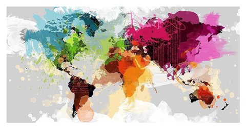 Framed Colourful World Map Print