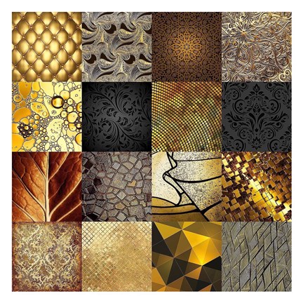 Framed Tiles Decor Gold Print