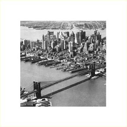 Framed Manhattan and Brooklyn Bridge, NYC Print