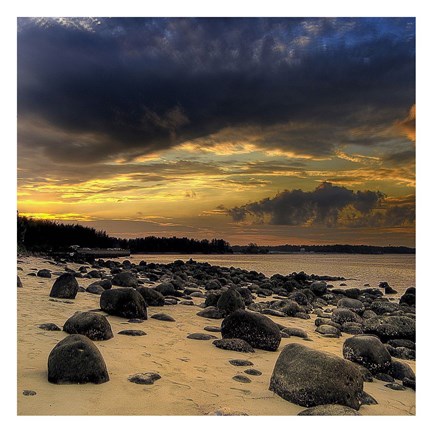 Framed Rocks on Beach 1 Print