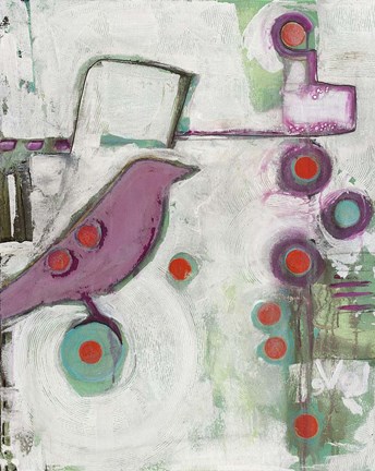 Framed Bird On An Abstract Print