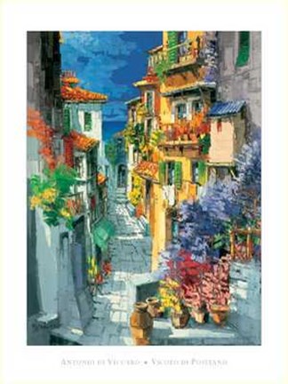 Framed Antonio Di viccaro - Vicolo di Positano Size 23.75x31.5 Print