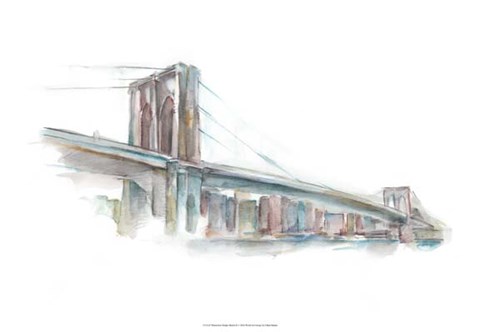 Framed Watercolor Bridge Sketch II Print