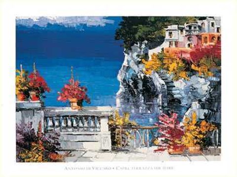 Framed Antonio Di viccaro - Capri Terrazza Sul Mare Size 31.5x23.75 Print