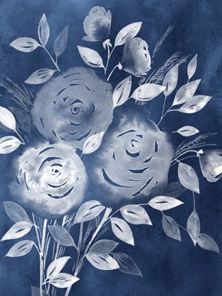 Framed Cyanotype Roses I Print