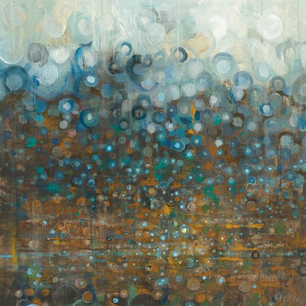 Framed Blue and Bronze Dots Print